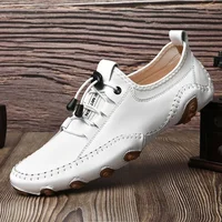 Men's Casual Shoes Cow Leather White Sneakers Outdoor Shoes Men Loafers Vintage Slip On Designer Flats Leisure Plus Size 38-47