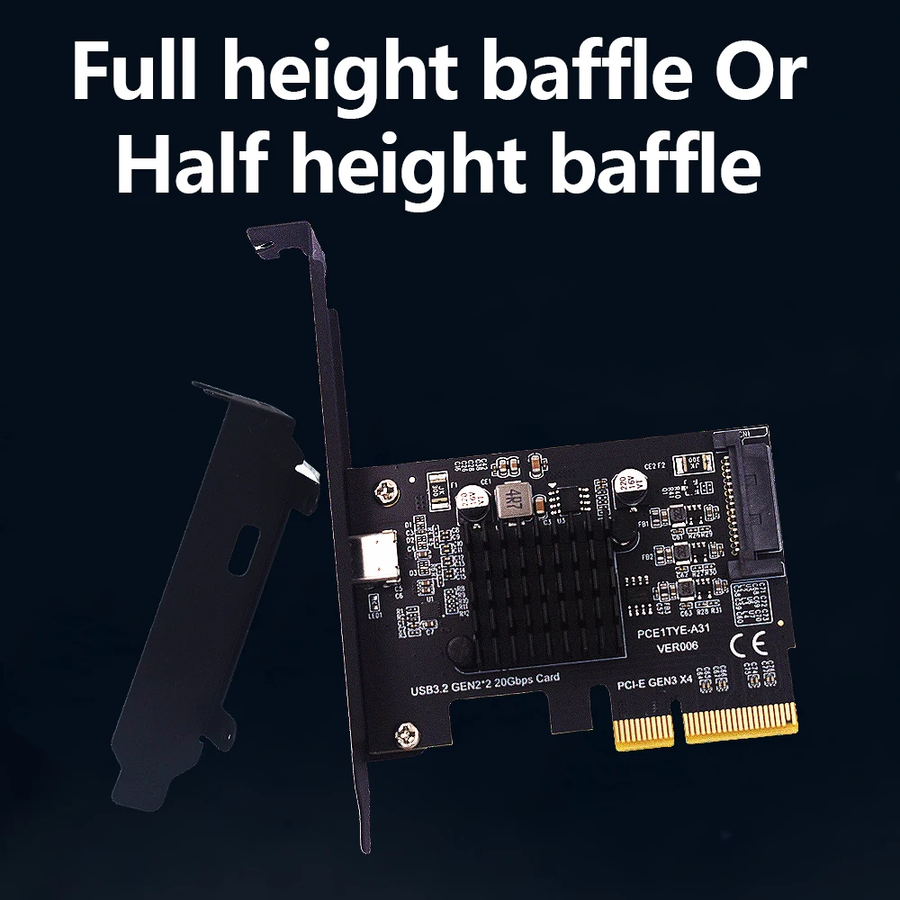 USB C PCIe-Erweiterungskarte 5 Anschlüsse, PCIe 4X to USB 3.2 gen2 10 Gpbs mit 3 USB C & 2