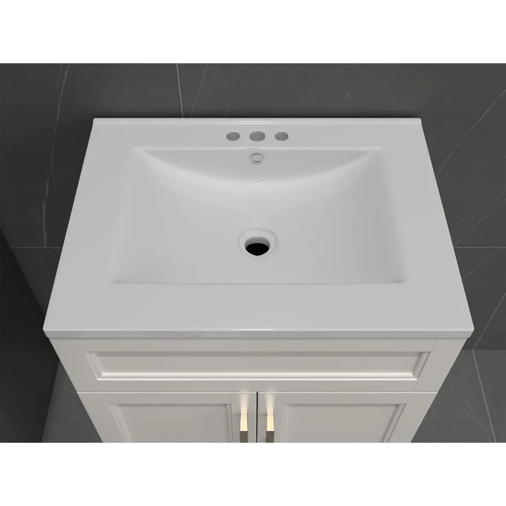 Bathroom Vanity with Sink, 24" White Bathroom Vanity with Ceramic Sink Combo Set, Bathroom Vanity images - 6