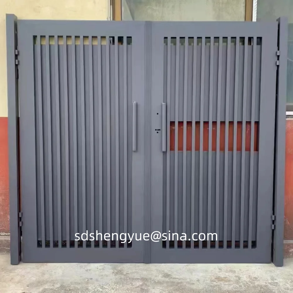 Hot sale golden paint wrought gate designs door aluminum gates New Design Fancy Gates Aluminum Garden Grill Gate Colours 2