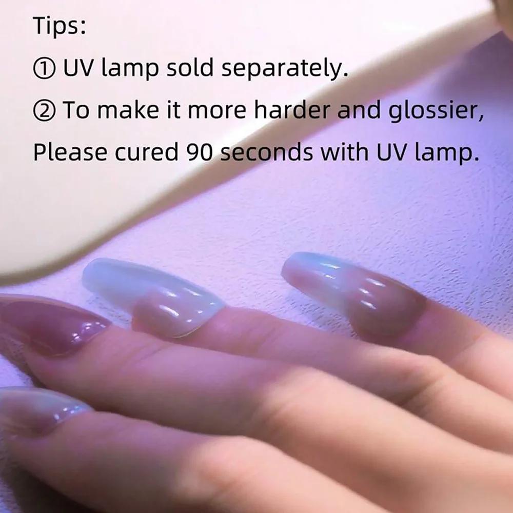 16Tips Semi-Cured Gel Nail Sticker Pure Color UV/LED Lamp Gel Nail Polish Wraps Long-Lasting Full Cover Gel Sticker Nail Decor##