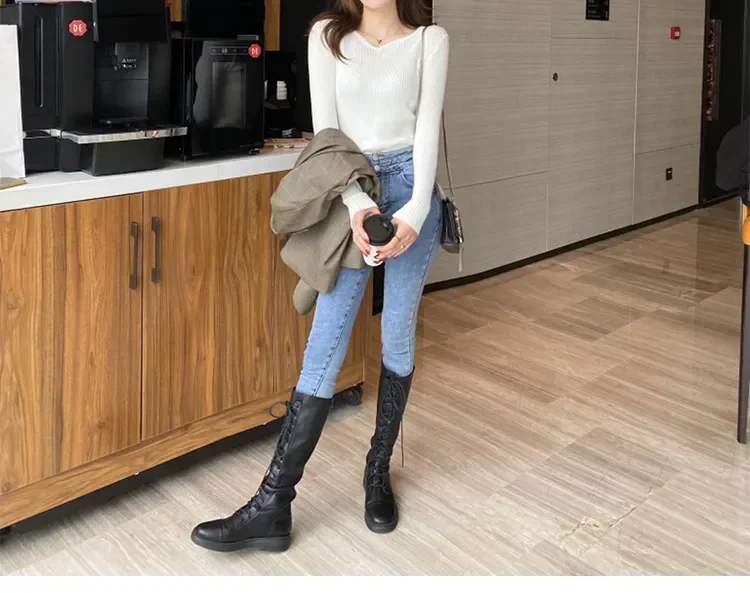 Women Slim V-Neck Bottoming Sweater Autumn Winter For Women Casual Pullovers Long Sleeve Knit Warm Office Sweater
