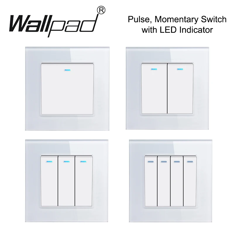 Led Power Grystal Frame Interruptor de Pulso Gang Light 12v 24v Smart Home Botão de Pressão Reconjunto Painel de Parede Momentary