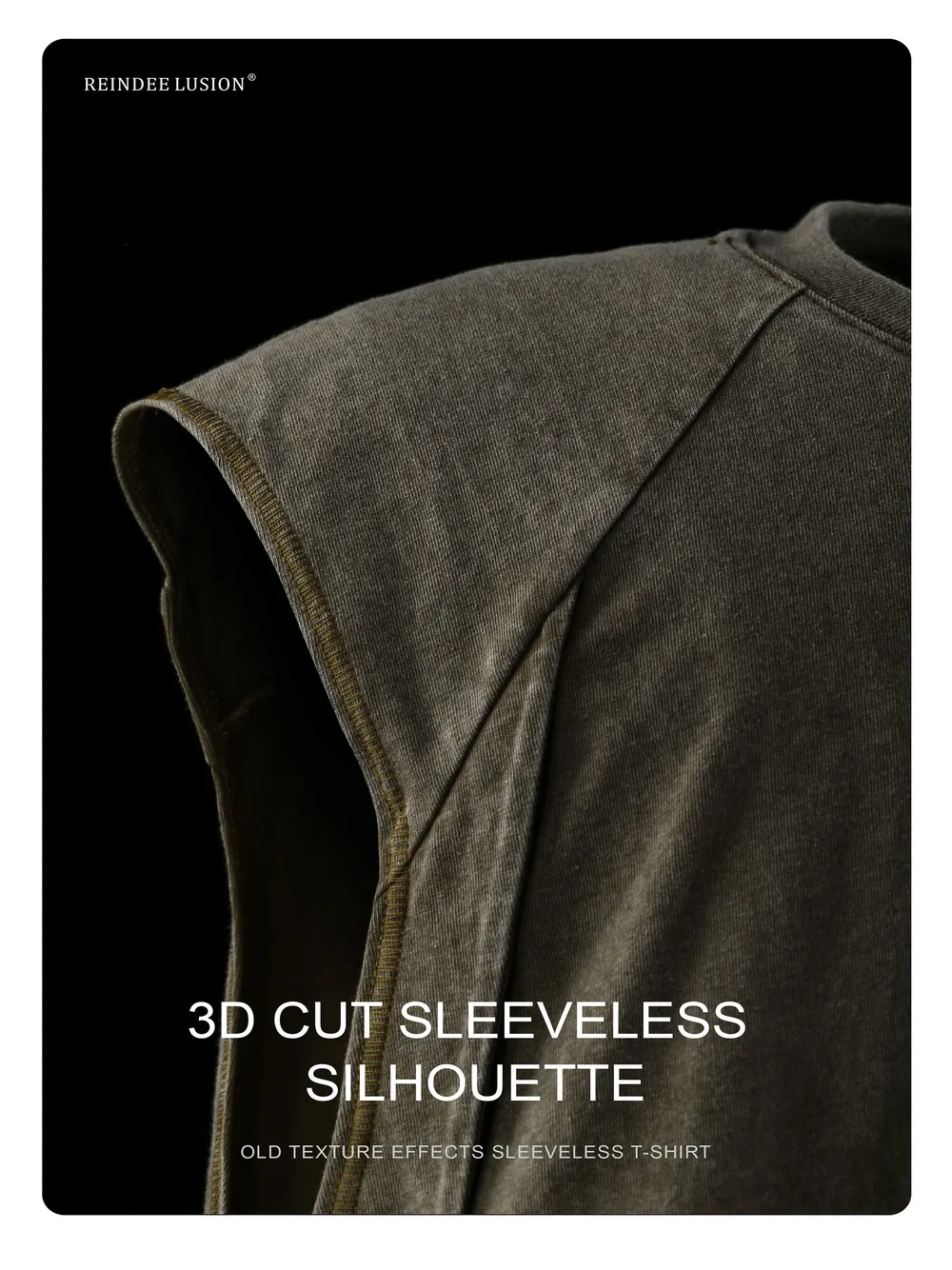 Reindee Lusion 23ss 203 old  texture effects sleeveless t-shirt tanktop 3d cut techwear gorpcore urban outdoor
