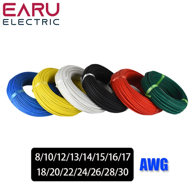 5 Metri/Lotto Resistente Al Calore Elettrico Morbido Silicone Cavo Di Filo 8 10 12 14 16 18 20 22 24 26 28 30 Awg 5M 6 Di Colore Rosso Nero Blu