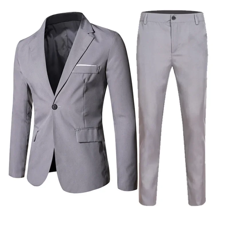 Western-Style Men's 2-Piece Set formal suit Bride's Groom's Wedding Banquet Clothes Husband's Brother's Formal Business Wear