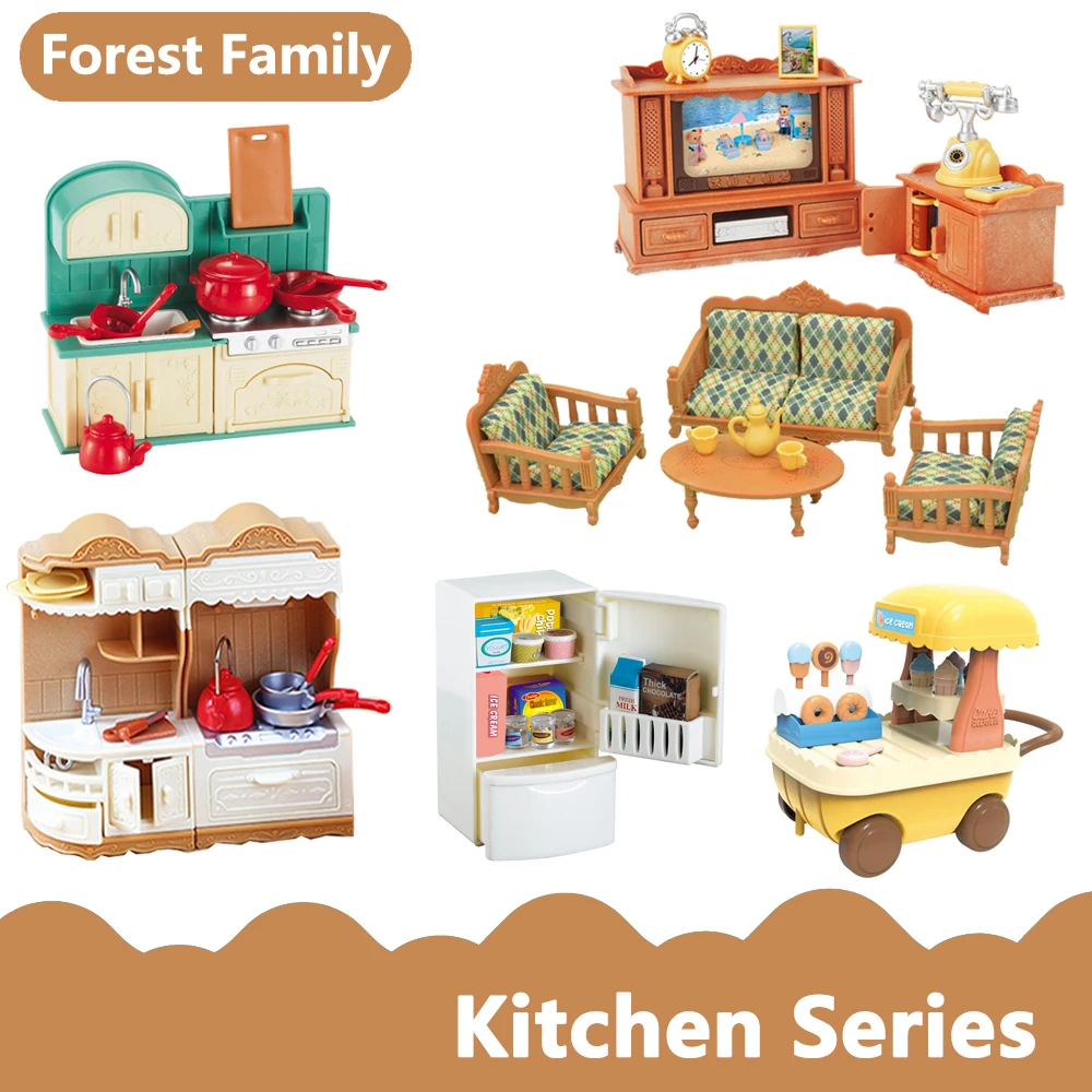 Miniature Kitchen Simulation Refrigerator Set With Food Play Accessories  (excluding Animals), 1:12 Forest Animal Family Furniture Montessori Kitchen  Toys For Dollhouse Mini Kitchen Accessories, Perfect Christmas Gift For  Boys And Girls But