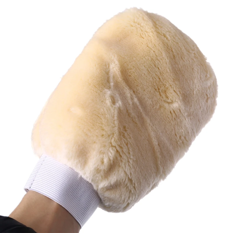 Scratch Sheepskin Lambswool Quick Automotive Wash Mitt Brush Large Size Lint Sponge Glove for Car Care Helper