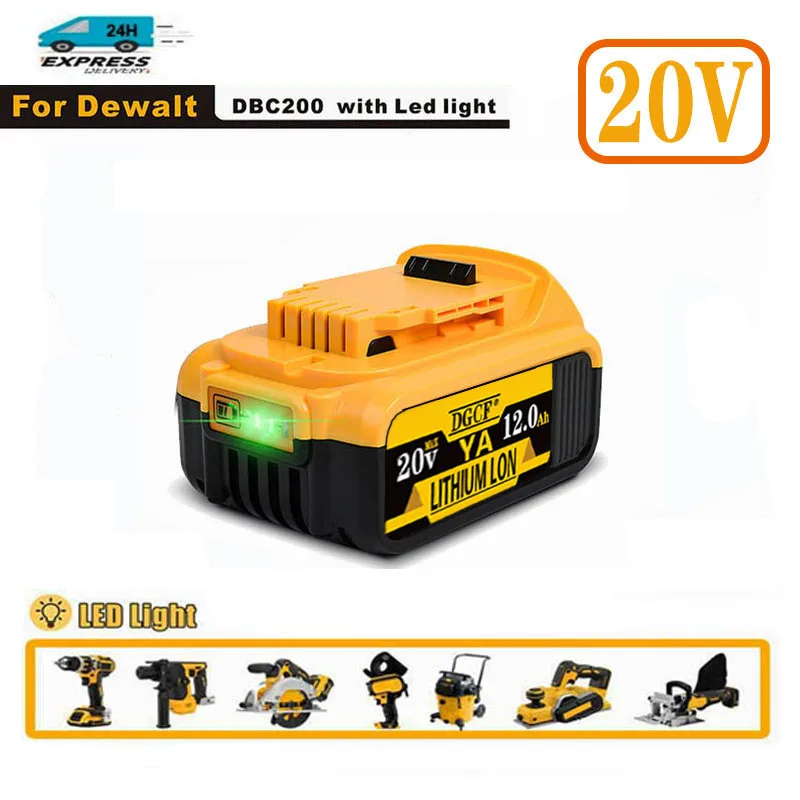 

For Dewalt DCB200 20V 12000mAh Lithium Replacement Battery For Dewalt 18V DCB184 DCB200 DCB182 DCB180 DCB181 DCB182 DCB201 DCB20