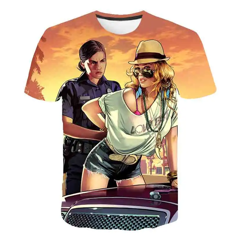 

Boy T Shirt Summer 3D Printed Cartoon Grand Theft Auto Game GTA 5 T Shirt Kids Funny Fashion Top Boys & Girls Super Cool T Shirt