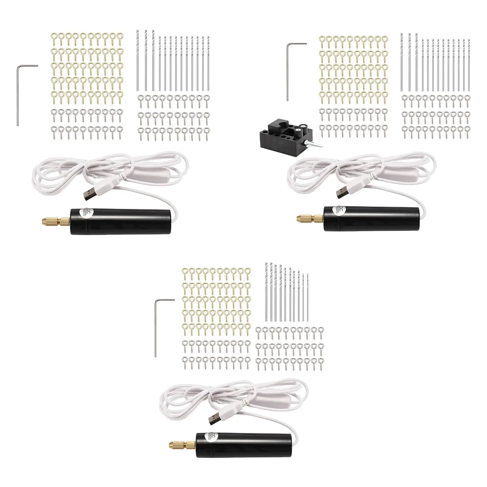 

USB Electric Hand Drill Set Electrical Pin Vise Kit with Screw Eye Pins for Plastic Jewelry Making Crafts Wood Resin