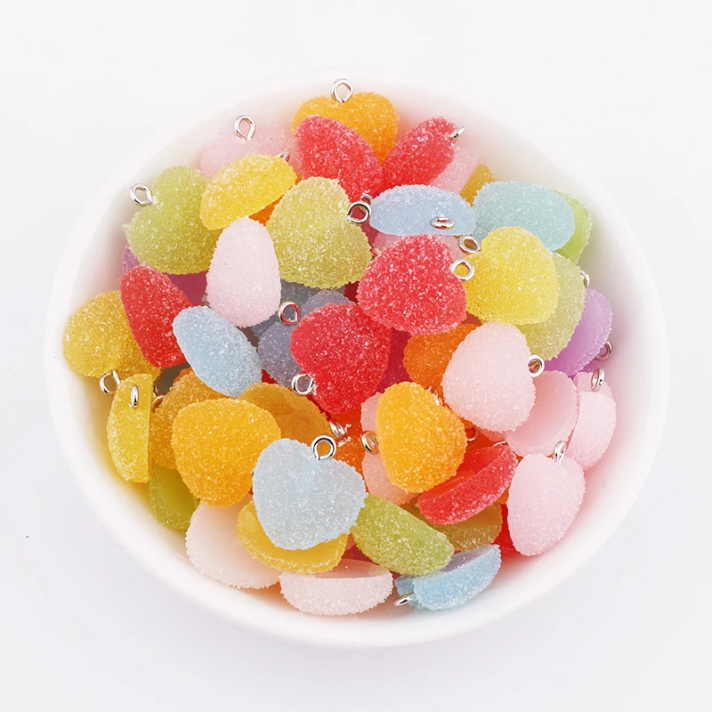 10pcs Heart Shape Resin Charms for Earring Bracelets Jewelry Making Supplies