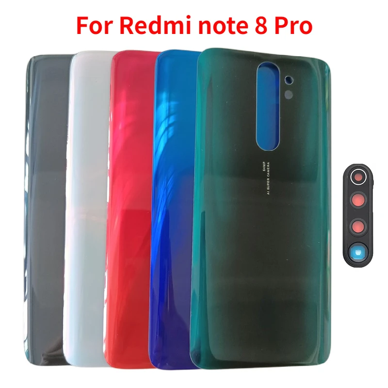 

New Back Glass For Xiaomi Redmi Note 8 Pro Back Battery Cover Rear Door Housing Case with Camera Lens Adhesive Replacement