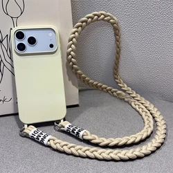 Woven Rope Necklace Strap with Silicone Crossbody Lanyard Case - 15Plus or 14Plus (A)