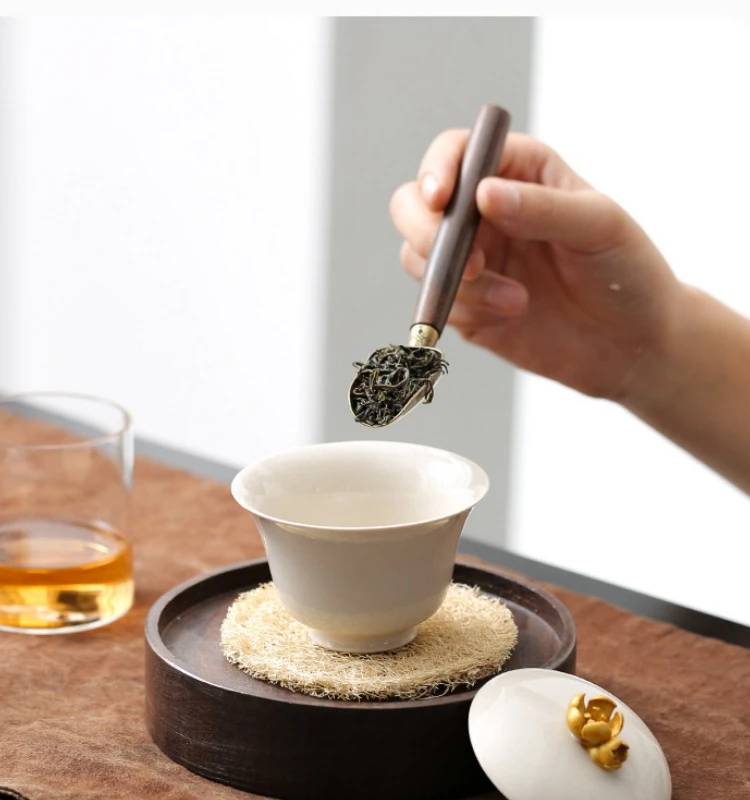 1pcs Tea Spoons Ebony Solid Wood Retro Creative Tea Shovel KongFu Ceremony Accessories