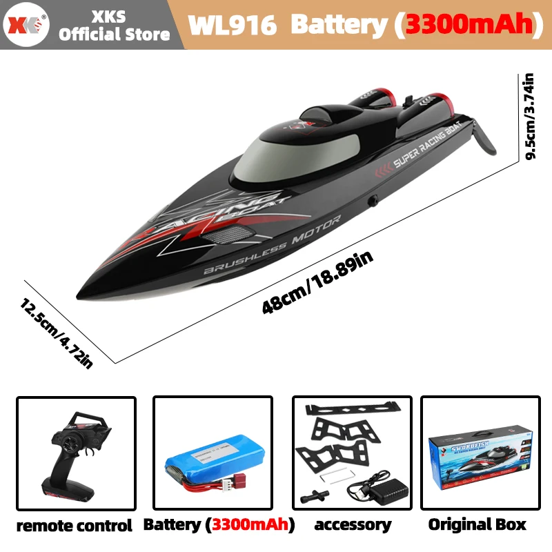 Wltoys-قارب كهربائي بجهاز تحكم عن بعد ، محرك بدون...