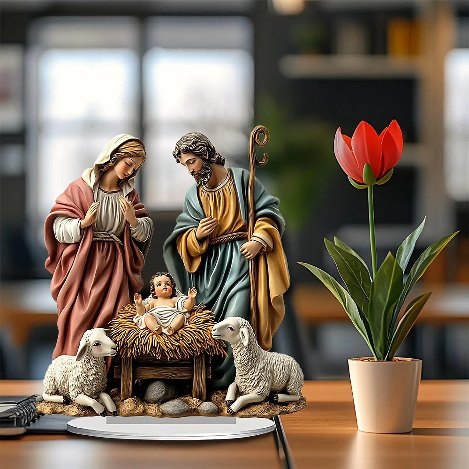 Christmas Nativity Scene Figurine Christmas Decoration Holy Family Miniatures Statue for Birthday Gift Car Indoor Decor Shelf Christmas Nativity Scene Figurine Christmas Decoration Holy Family Miniatures Statue for Birthday Gift Car Indoor Decor Shelf