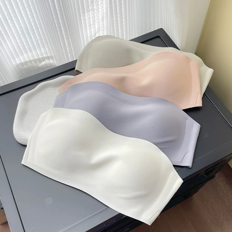 Summer Thin Strapless Underwear Women's Anti-Slip Seamless Invisible Bandeau Jelly Strip Wrap Bra Нижнее Белье Женское