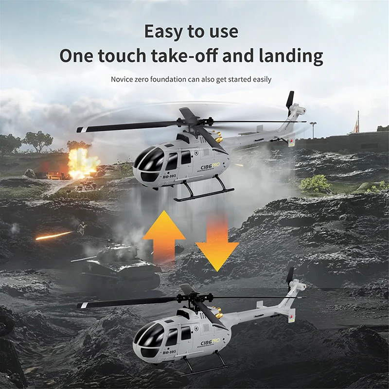 C186 RC Helicopter 2.4G 4CH 4 Propellers 6 Axis Electronic Gyroscope for Stabilization Remote Control Airplane Toys BO105 3