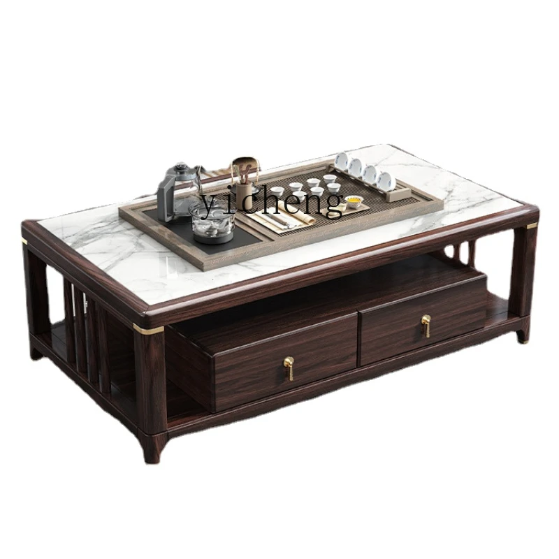 

Zws Solid Wood Coffee Table TV Cabinet Combination Minimalist Chinese Style Living Room Slate Coffee Table Home