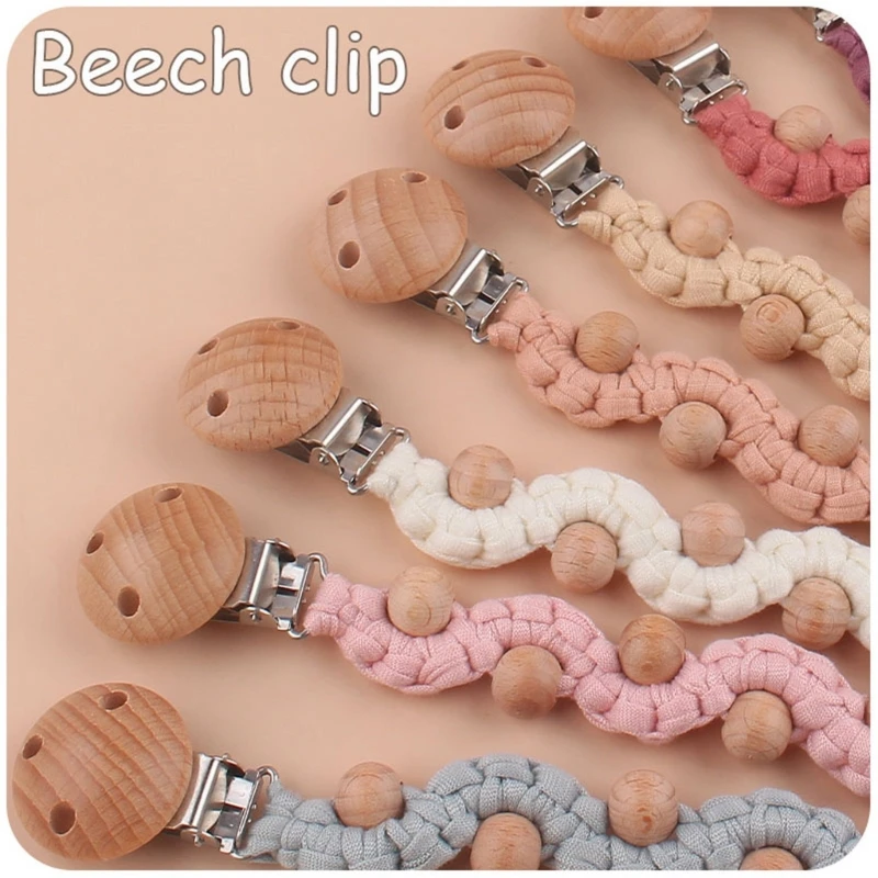 Vintage Hand-woven Cotton Baby Pacifier Clips Crochet Newborn Nipple Holder Dummy Soother Holder Clip Chain Baby Accessories