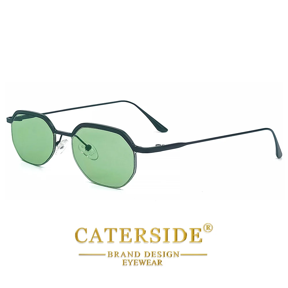CATERSIDE Neue Retro-Sonnenbrille für Herren, polygonale Punk-Sonnenbrille mit kleinem Halbrahmen für Damen, Geschäftsreisen, Party, Brillen, UV400 – Detail 6