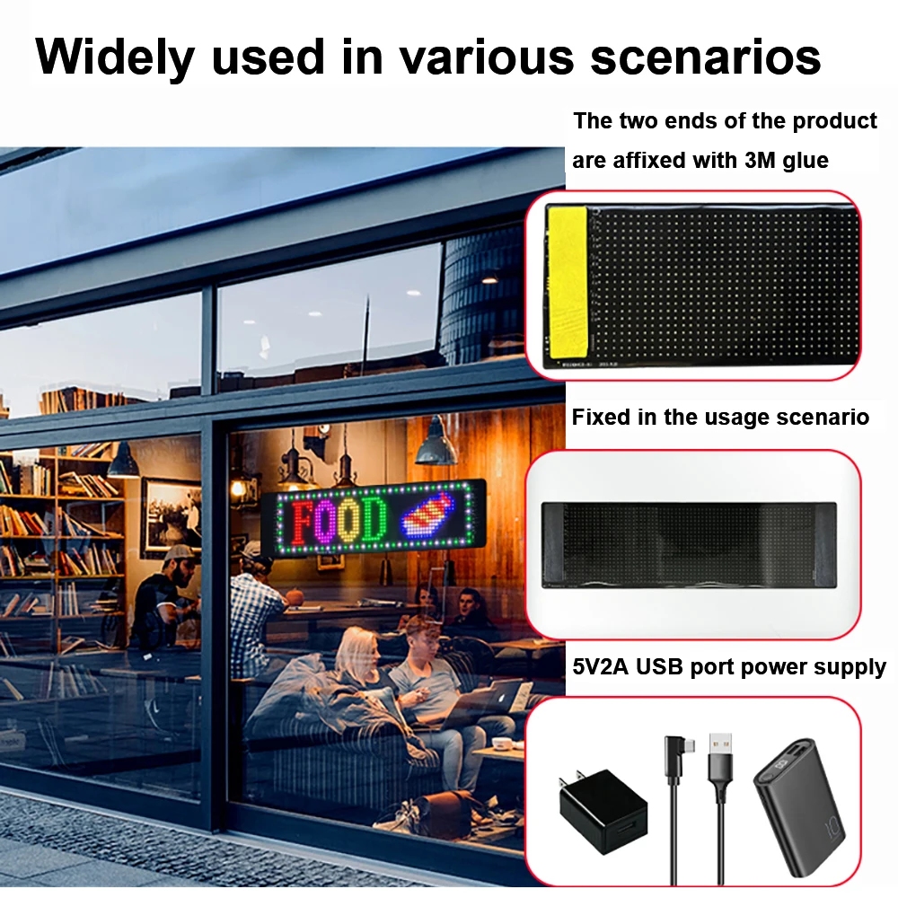 Flexible LED Matrix Screen DIY Ultra-Thin Car Sign Programmable Bluetooth LED Screen with APP Remote Control For Car Store Bar 5