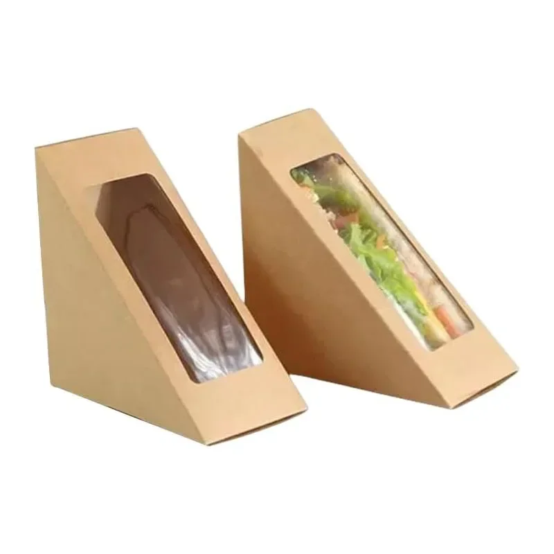 Sandwich-Verpackungsboxen, dreieckige Kuchenbehälter, Fenster, Dessertboxen, Papier-Gebäckbox, kompakt, zum Tragen und Backen – Detail 5