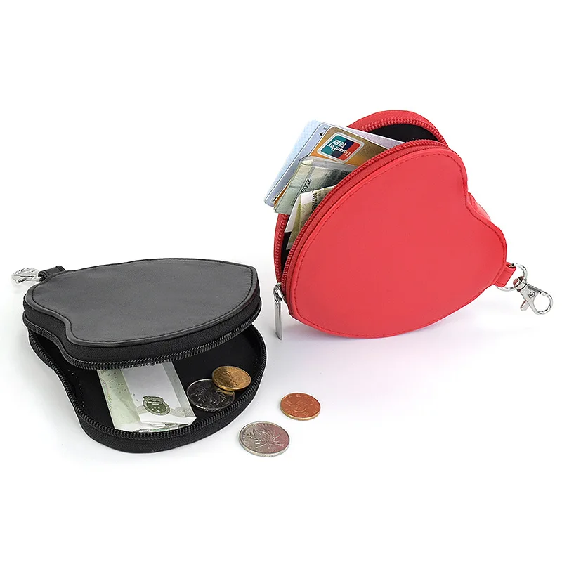 High Quality Multifunctional Heart Shape Wallet Pu Leather Coin Purses  Zipper Small Wallets Female Money Bag Clutch Pouch