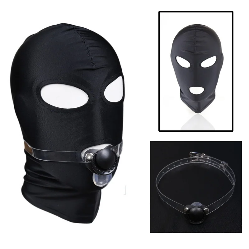 

2Pcs Bondage Hood Fetish Nipple Open Mouth Gag Sex Toys For Couples Bdsm Set Cosplay Adult Games Erotic Slave Restraint Headgear