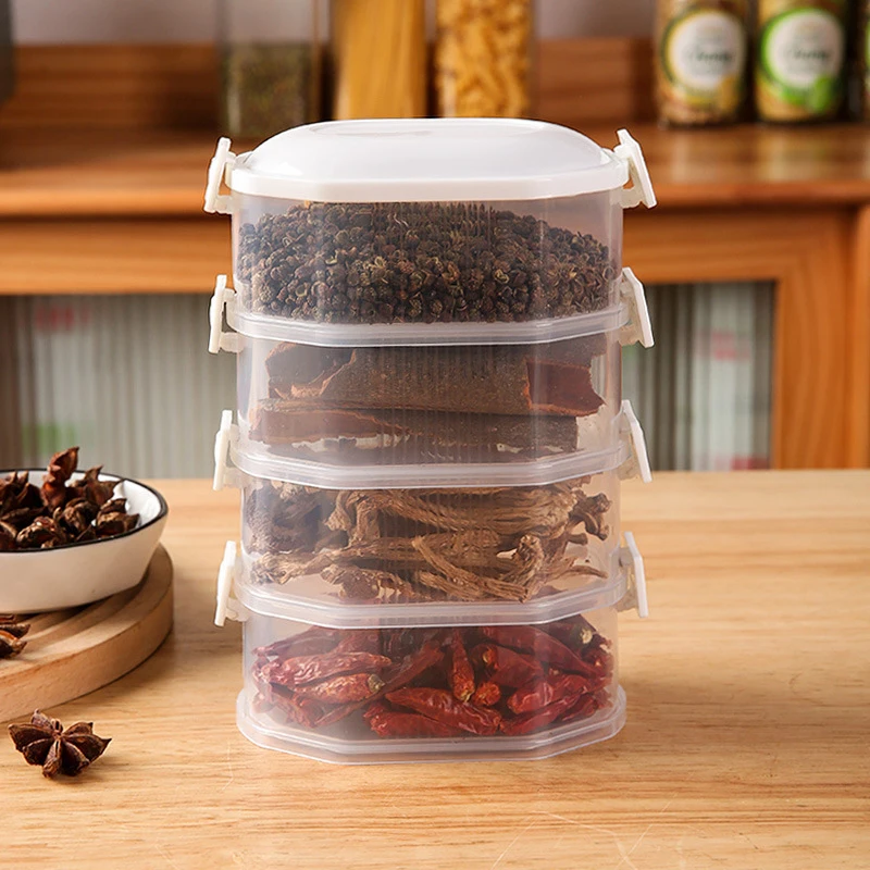 Kitchen Spice Storage Airtight Container Onion Ginger Garlic Fresh-keeping Multi-layer Food Sealing Moisture-proof Packaging Tank Household