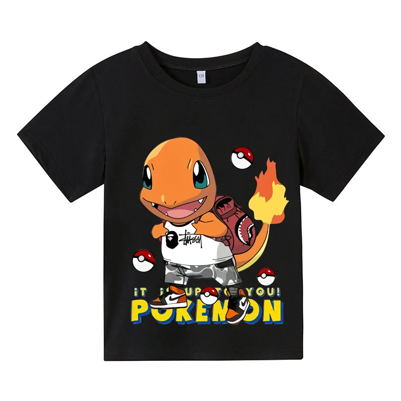 thumbnail image 1 of Camiseta de verano popular de Pikachu para niños, ropa para niños y niñas, camiseta de manga corta informal y cómoda con cuello redondo y dibujos animados para bebés, 1 of 5