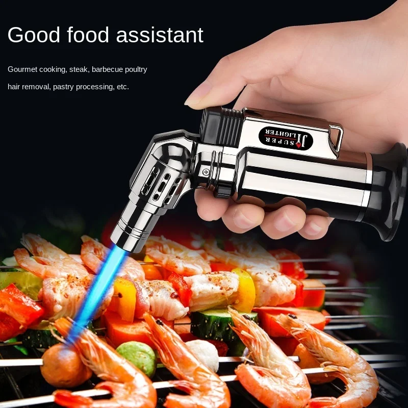 Metal Outdoor BBQ Kitchen Lighter Airbrush Torch Gas Jet Windproof Camping Cigarette Cigar Lighter Turbo Butane 1300 C