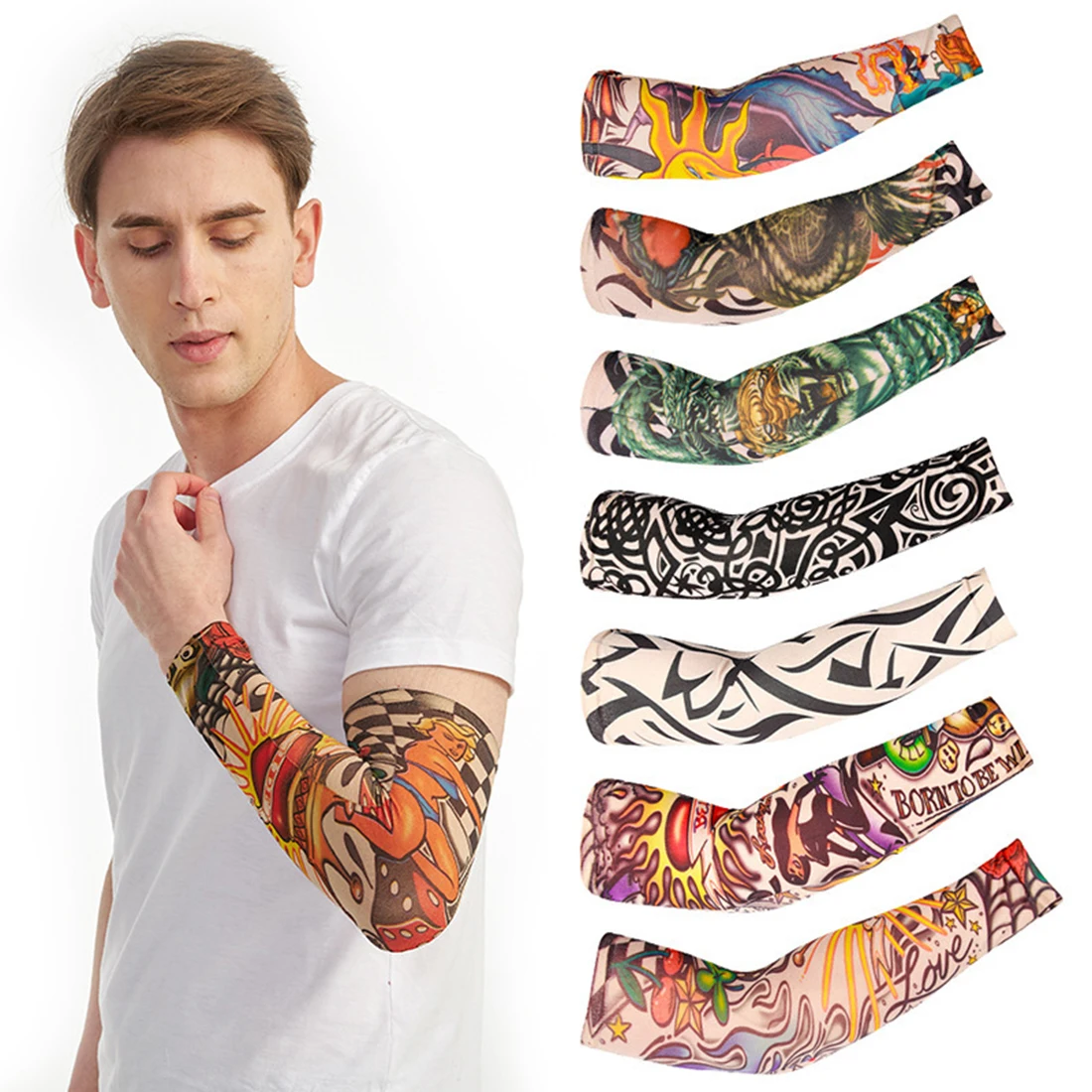 

Outdoor Fishing Cycling Sleeves Tattoos Outdoor Cycling Sleeves 6Pcs/Set Tattoo Sleeve Arm Cover for Running