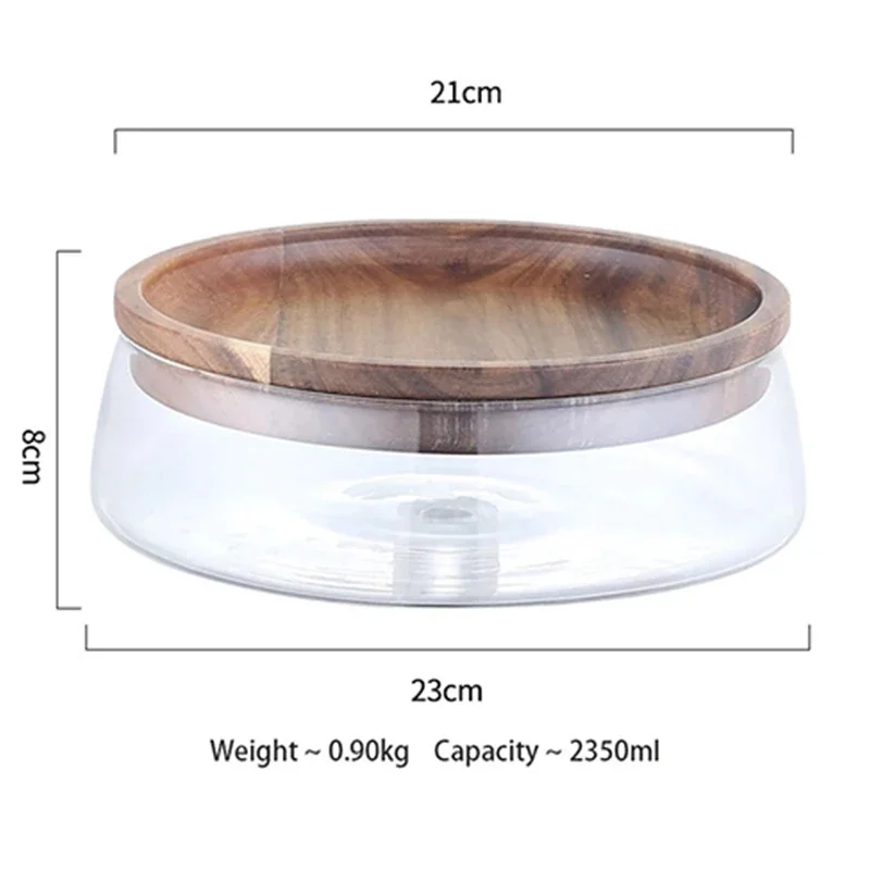 Creative Glass Food Storage Container with Wooden Lid Kitchen Snack Fruit Sealed Jar 4