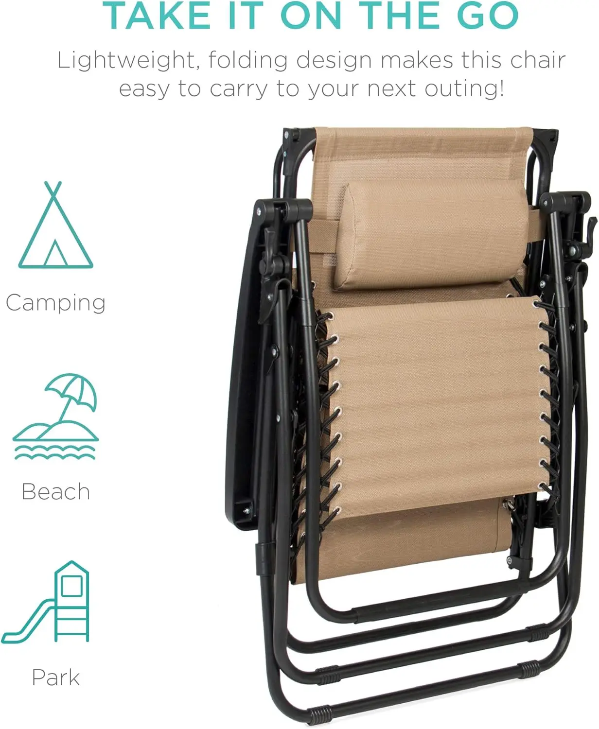 Best Choice Products Folding Zero Gravity Outdoor Recliner Patio Lounge Chair w/Adjustable Canopy Shade, Headrest, Side Accessor