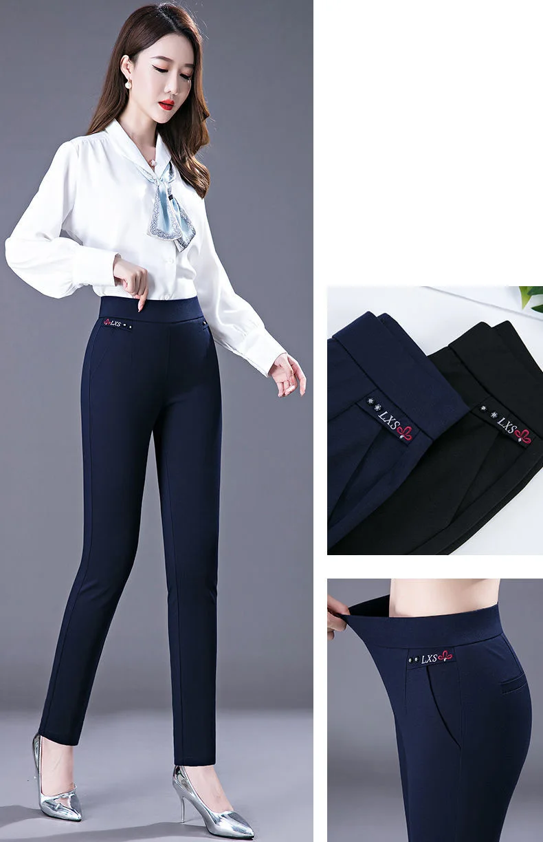 Oversize Spring And Autumn Loose Women's Casual Pants High-waisted Straight Elastic Extra Large Size Fat MM Long Pants Summer work trousers