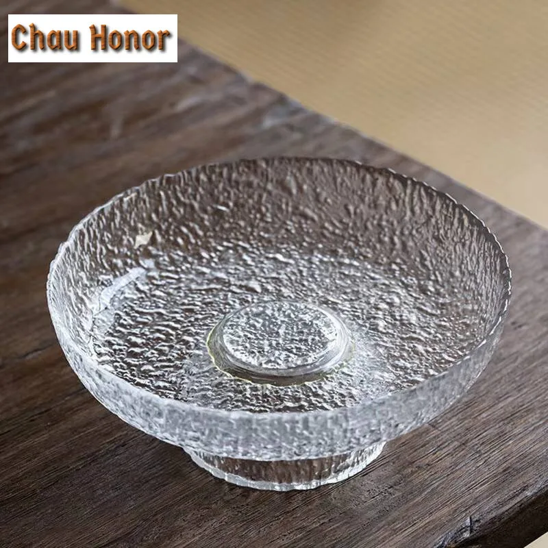 Stone Grain Glass Fruit Tray Modern Simple High Foot Fruit Tray Living Room Tea Table Household Tea Tray Snack Tray Customized