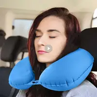 U Shaped Travel Pillow Inflatable Car Neck Pillows Comfortable Soft Support Headrest Cushion 6 Color Airplane Travel Accessories 1