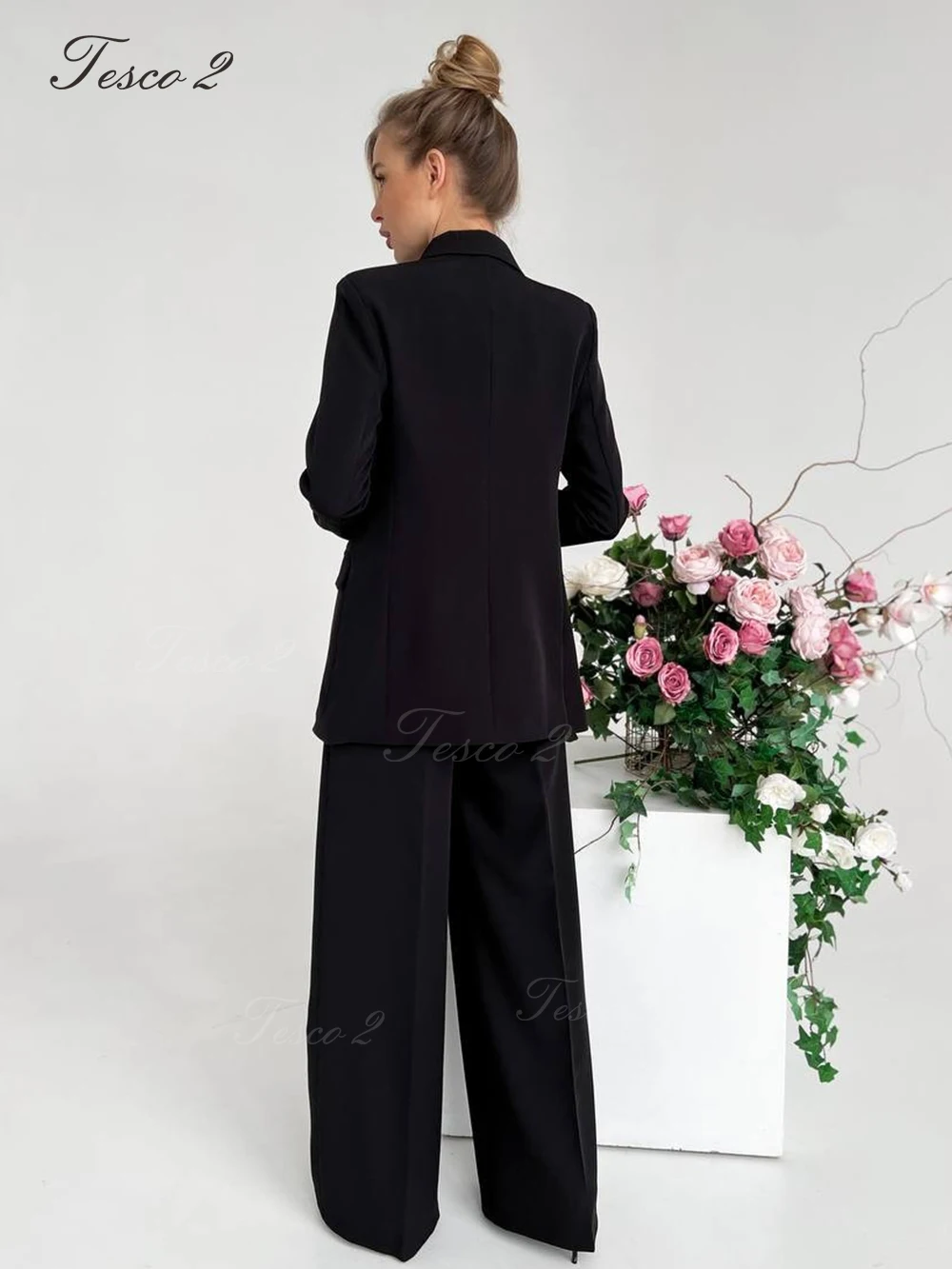 Tesco 2 Casual Suit For Women Loose Pantsuit Business Office Bespoke Women Suit 2 Piece Jacket Blazer Pants For Spring Summer