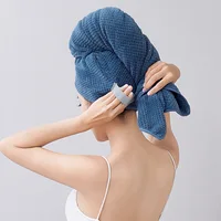 Women's Large Microfiber Hair Towel Dry Hair Towel with Elastic Band Quick Drying Towel Long Thick Curly Hair Super Soft Towel 5