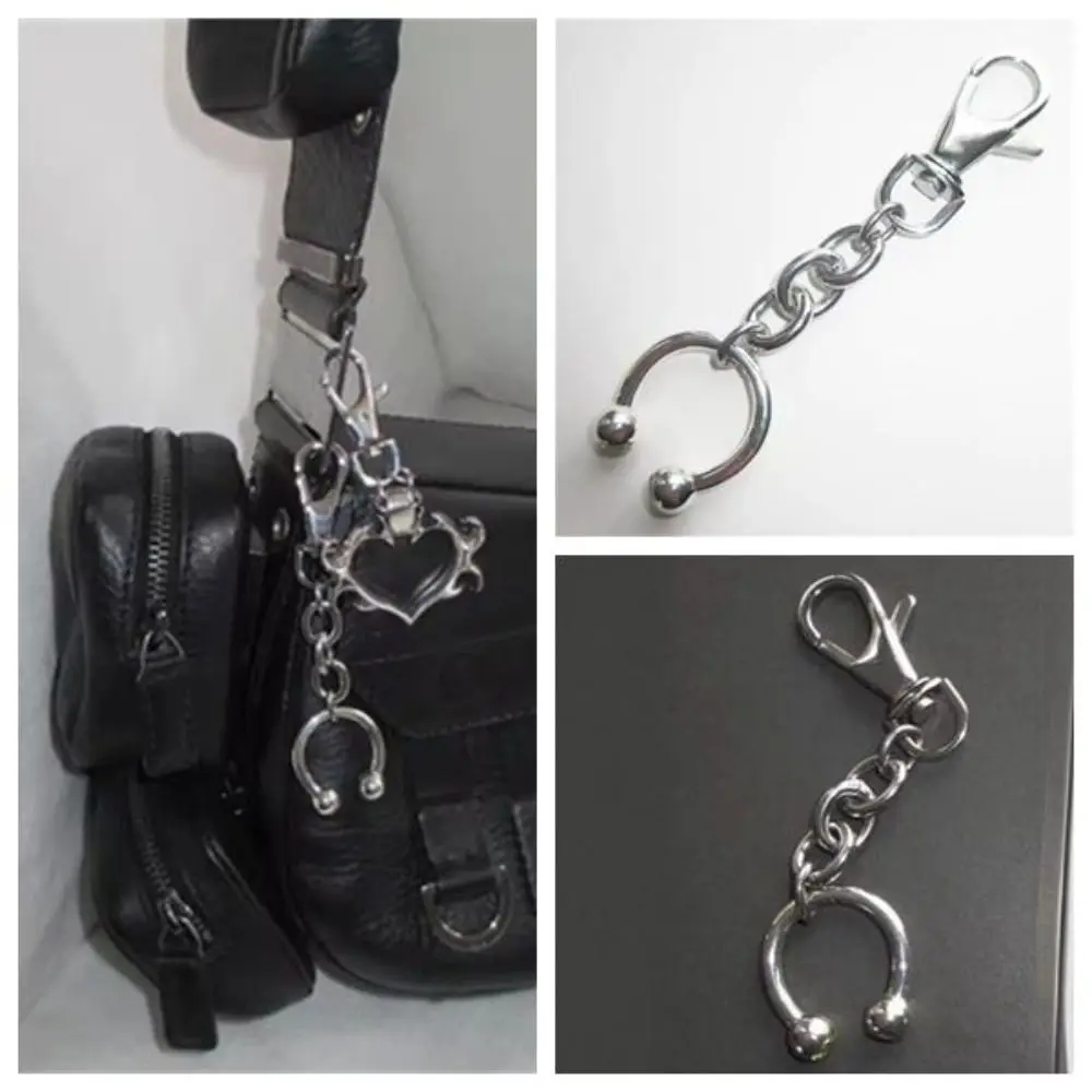 Silver Stainless Steel Horseshoe Clip Pendant Keychain