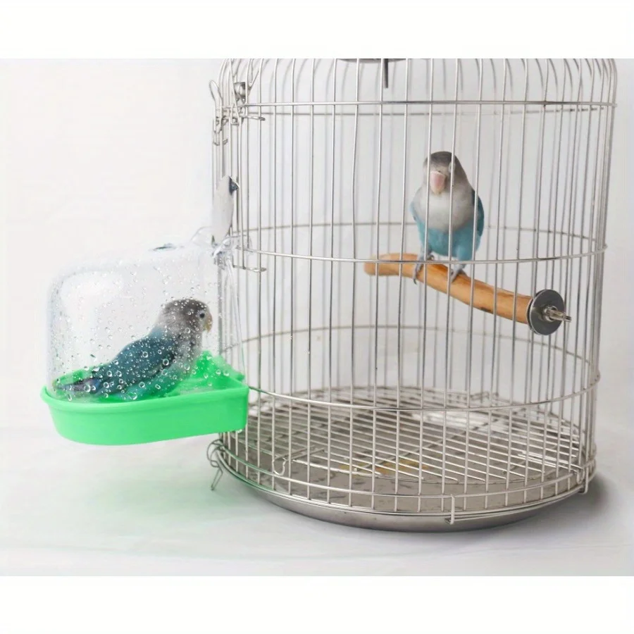1PC Bird Bath Tub Can Be Hung Outside To Prevent Water Splashing Parrot Bath Tub Transparent Box for Small Birds