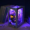 DIY Wooden Book Nook Shelf Insert Kit Ocean Room Doll Houses Underwater House Bookends Miniature Building Kits Bookshelf Gifts 4