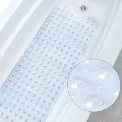 Extra Long Non - Slip Bathtub Mat with Drain Holes and Suction Cups - 40 x 16 Inch Bath Mat - 400MMx1000MM (YGD - clear)