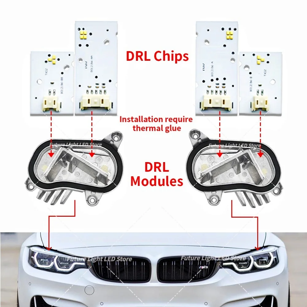 BMW M3 F80 M4 F82 F32 F36 LCI 430i 420i 2018-2020 어댑티브 헤드라이트 주간 주행등 엔젤아이용 화이트 DRL LED 보드