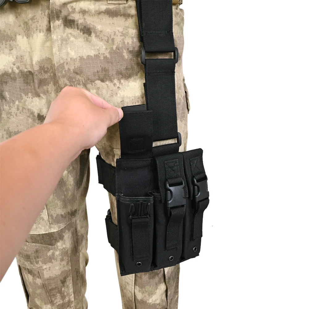   전술 드롭 레그 백, MP5 MP7 퀵릴리즈 트리플 탄창 파우치, 거치대 카트리지, 군사 에어소프트 장비, 사냥 용품 