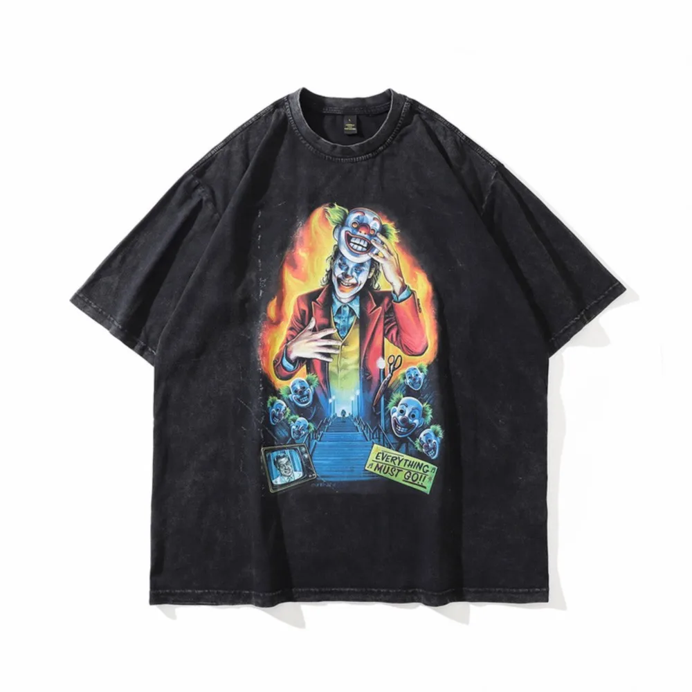 Clown Printed T Shirt Retro Vintage Cotton Tops Tees Harajuku