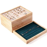 Wooden Rings Tray Display Holder Jewelry Storage Tray Organizer Rings Stand for Show 30*20*3cm