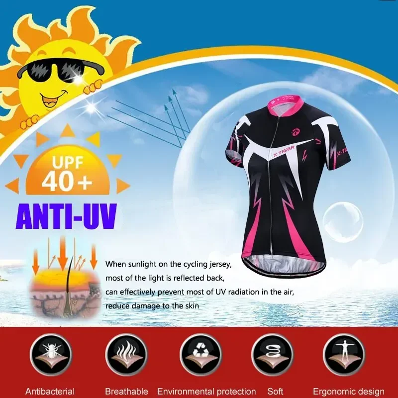 X-TIGER Women's Cycling Jersey Summer Breathable Quick-drying Bicycle Shirt MTB Mountain Road Cycling Clothing cycling shirt women sports t shirt